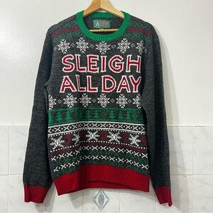 Ugly Christmas Sweater Sleigh All Day Fair Isle Holiday Cotton Blend Size 2XL